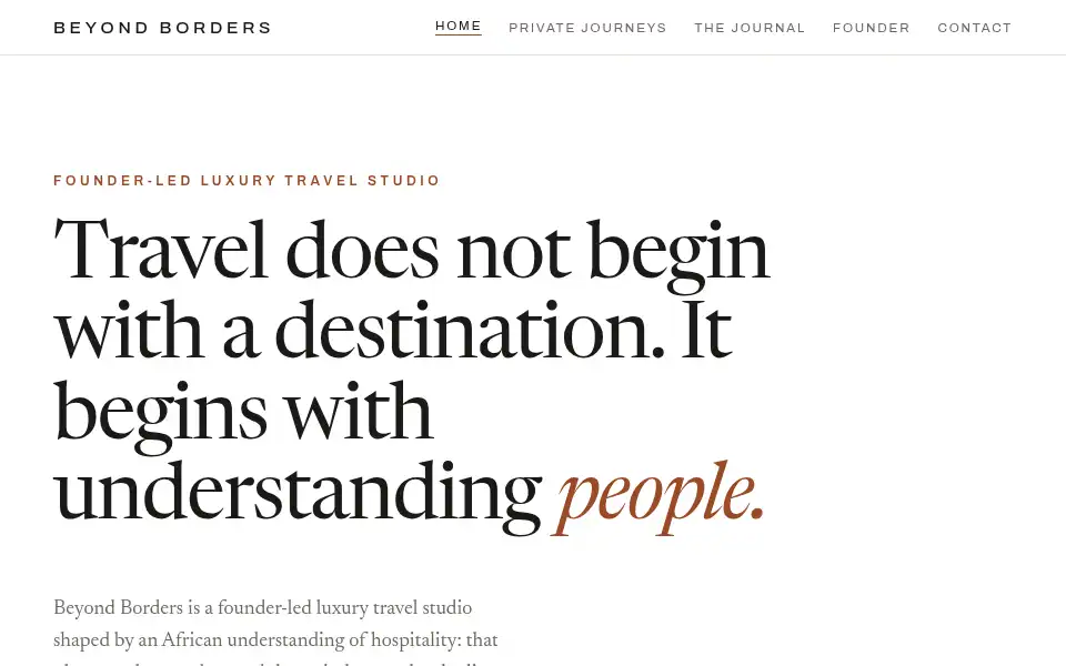 Screenshot of beyondborderstravel.co.uk