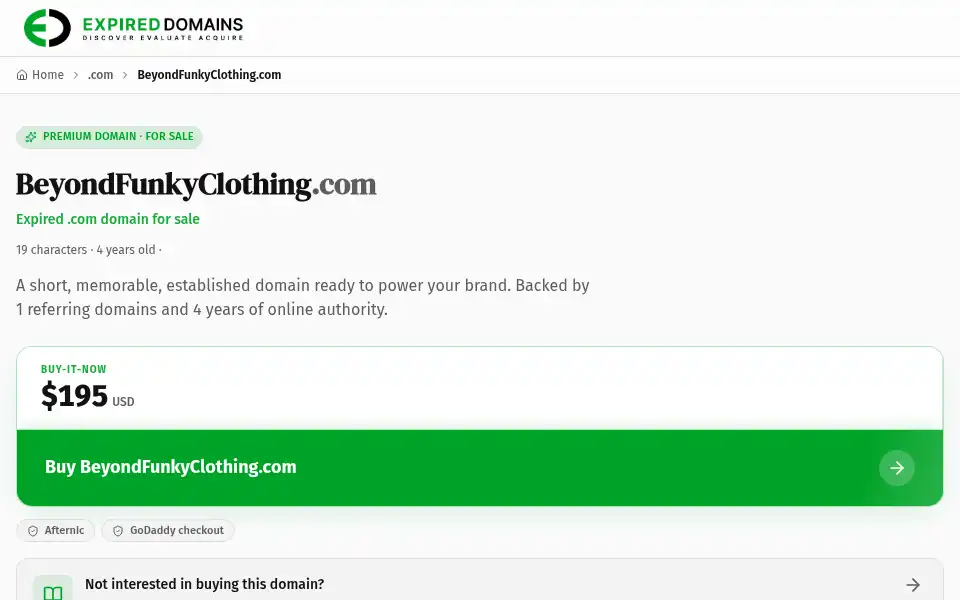 Screenshot of beyondfunkyclothing.com