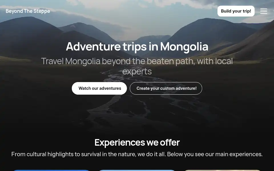 Screenshot of beyondthesteppe.com
