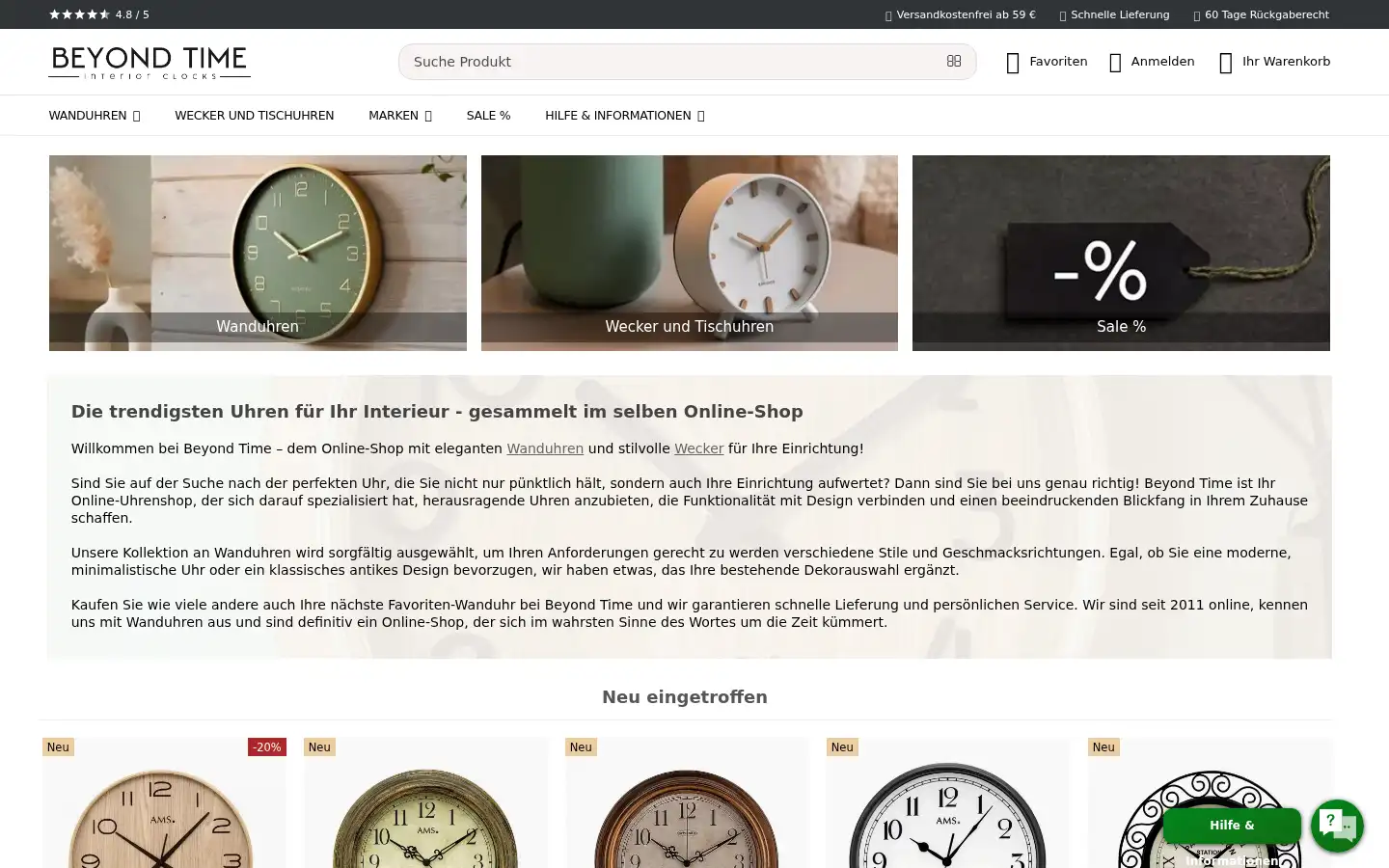 Screenshot of beyondtimestore.de