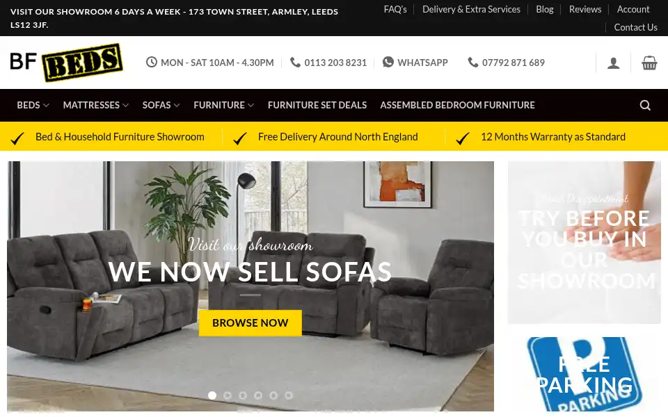 Screenshot of bfbeds.co.uk