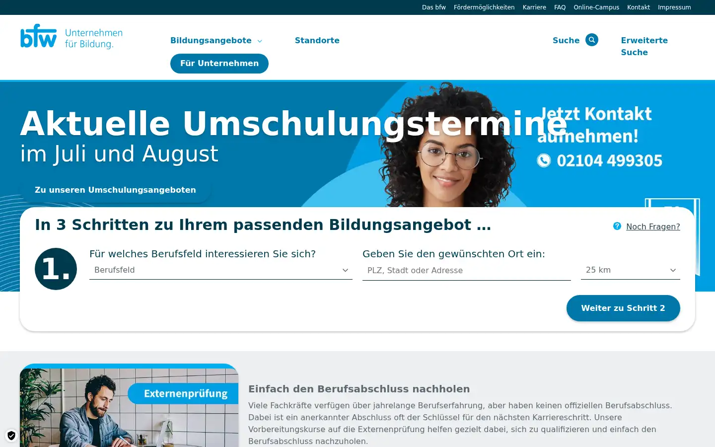 Screenshot of bfw.de