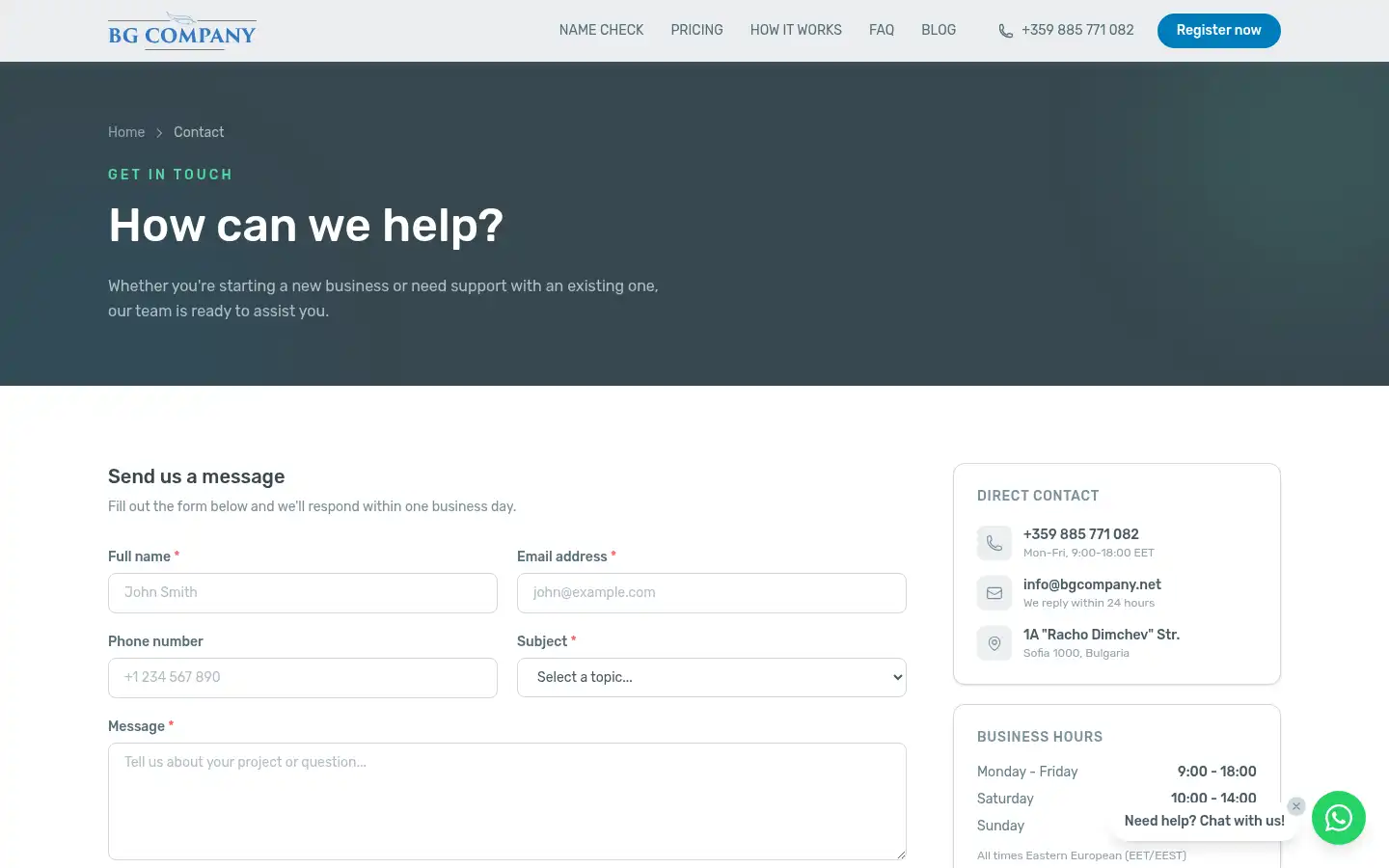 Screenshot of bgcompany.net