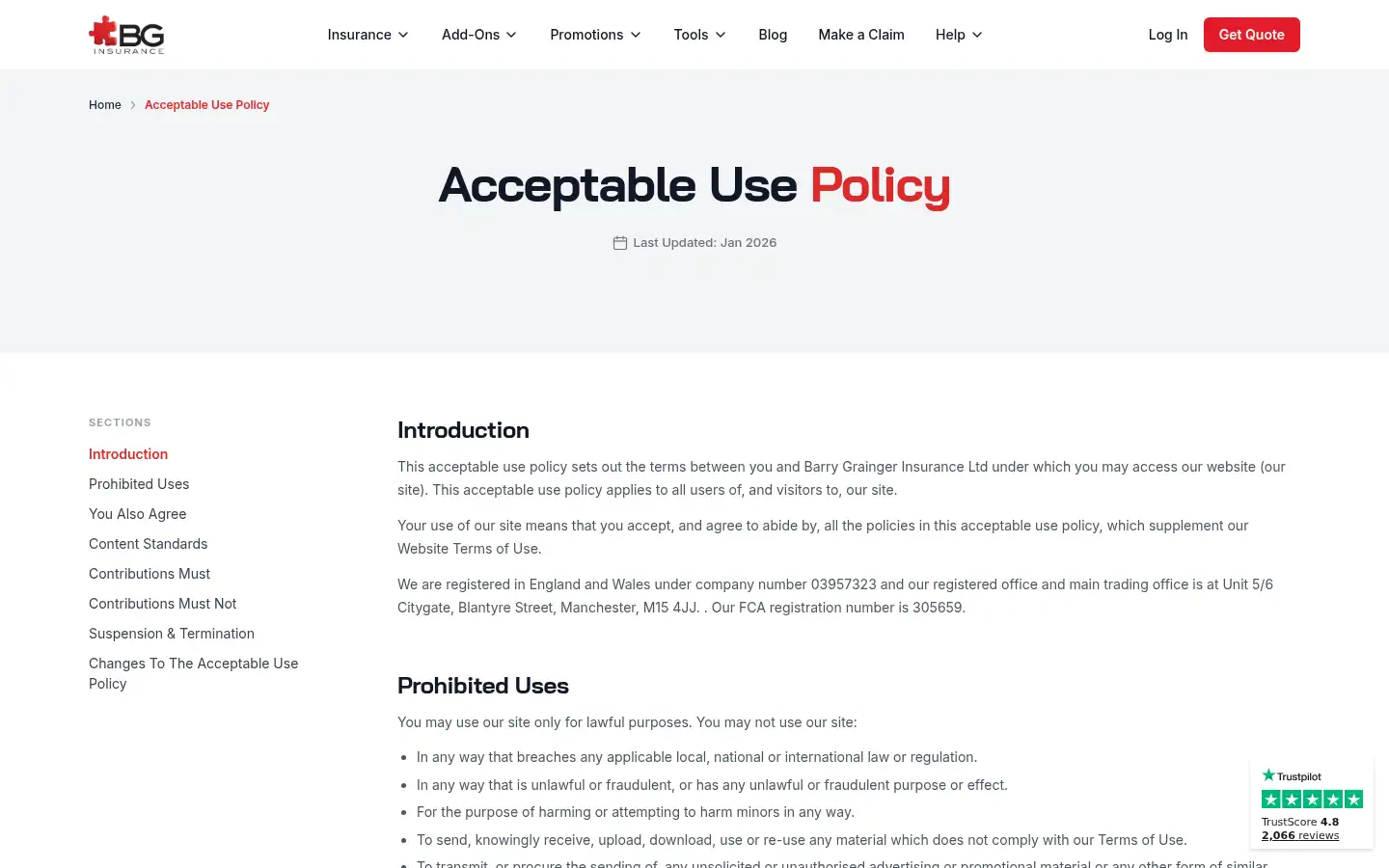 Screenshot of bginsurance.co.uk