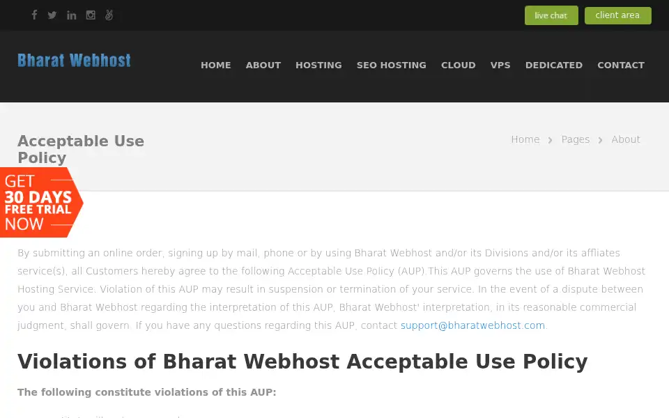 Screenshot of bharatwebhost.com