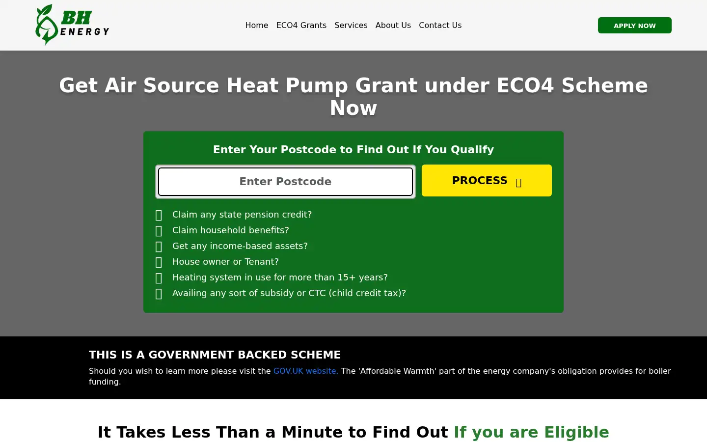 Screenshot of bhenergysolutionsltd.co.uk