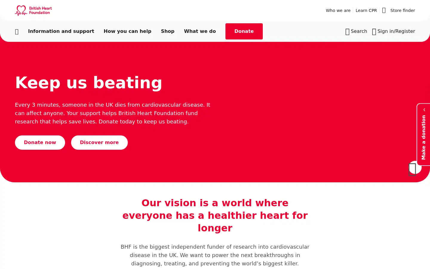 Screenshot of bhf.org.uk