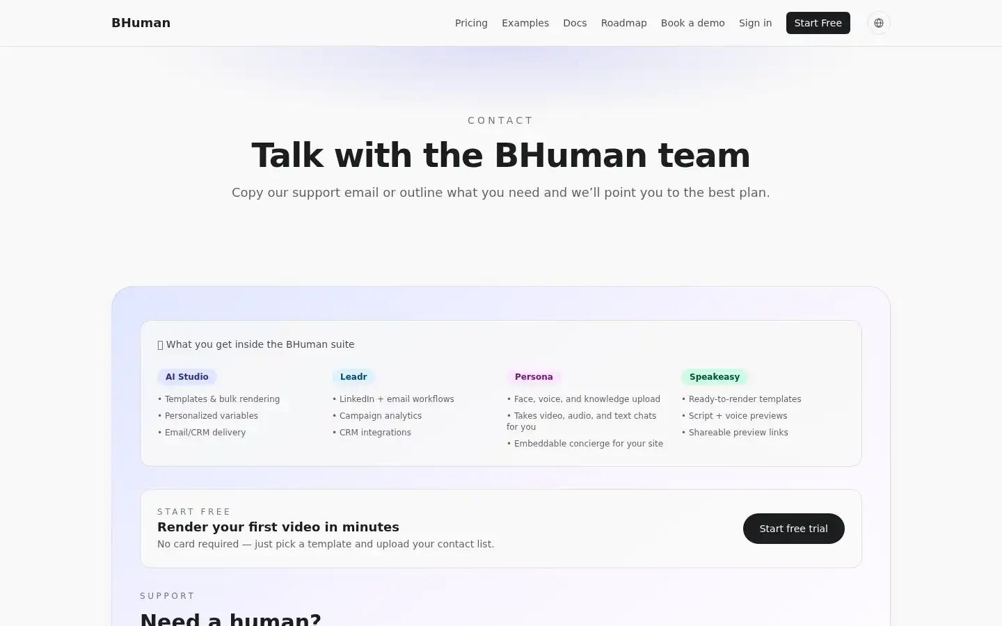 Screenshot of bhuman.ai