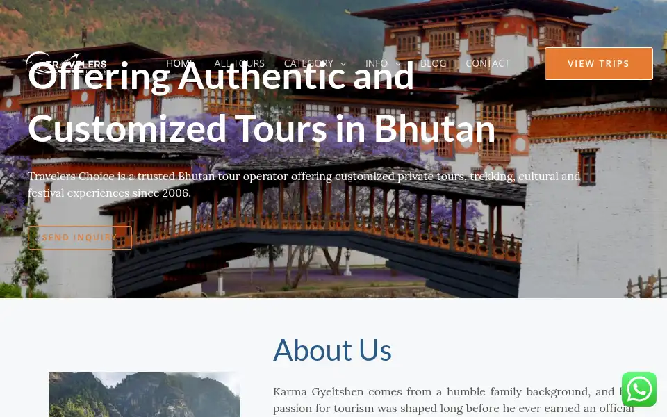 Screenshot of bhutantravelerschoice.com