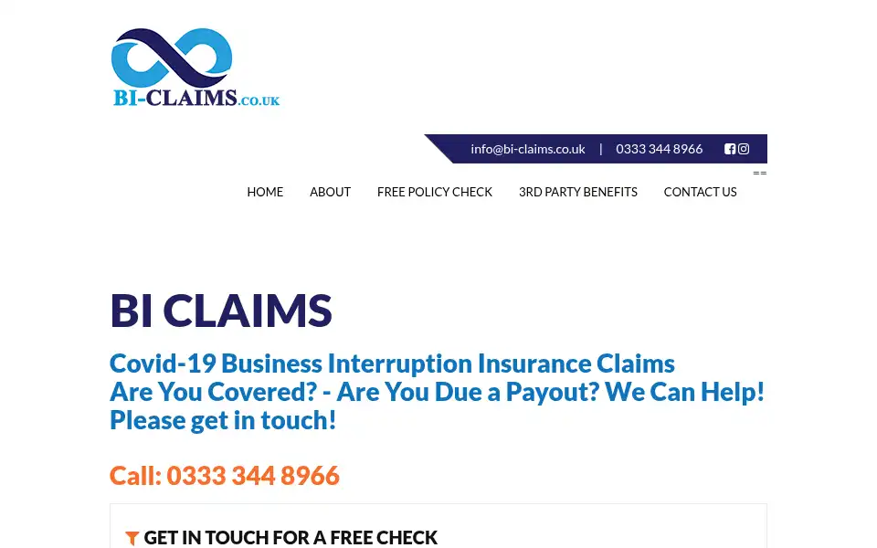 Screenshot of bi-claims.co.uk