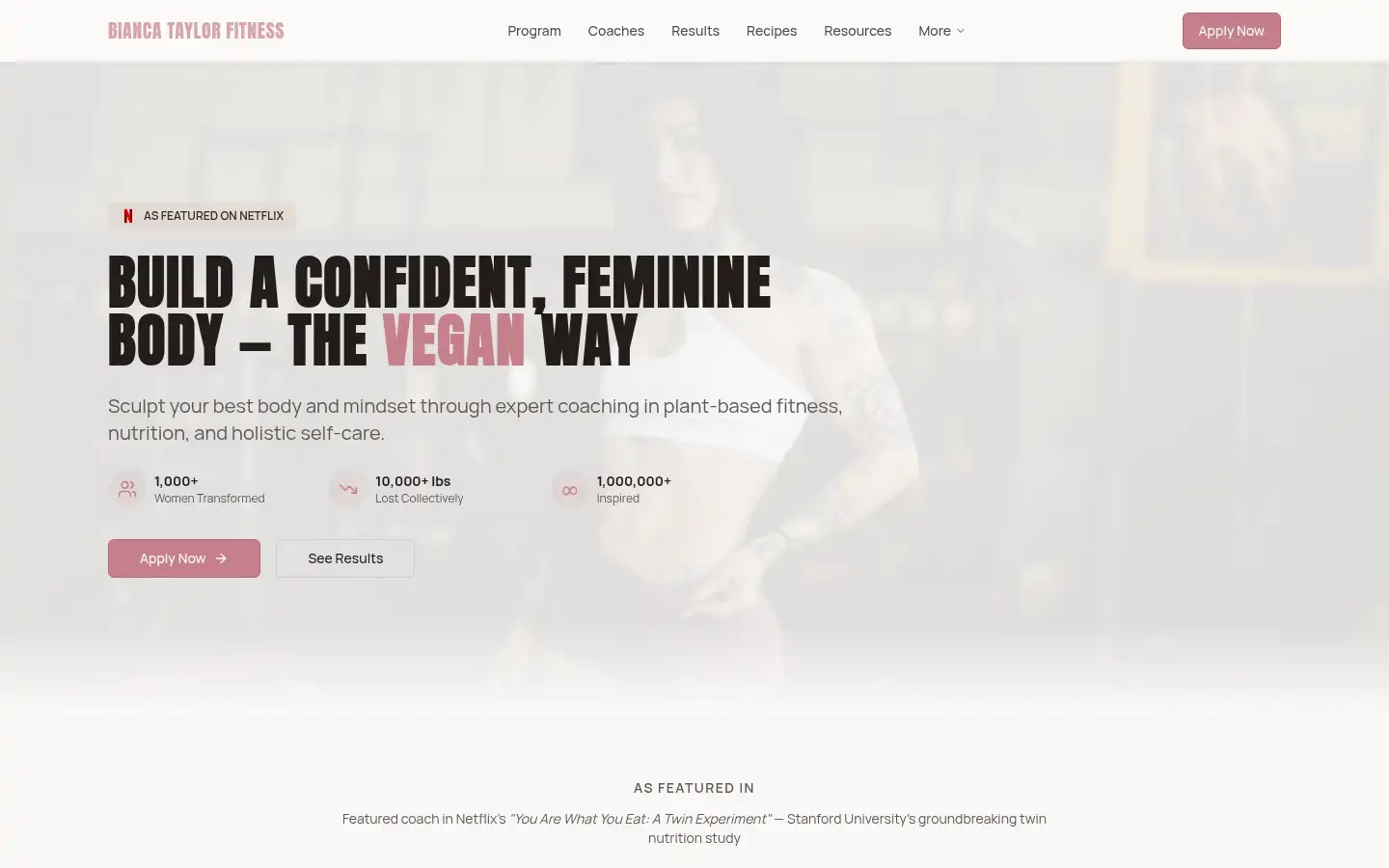 Screenshot of biancataylorfitness.com