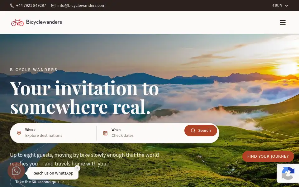 Screenshot of bicyclewanders.com