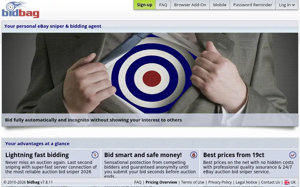 Screenshot of bidbag.co.uk
