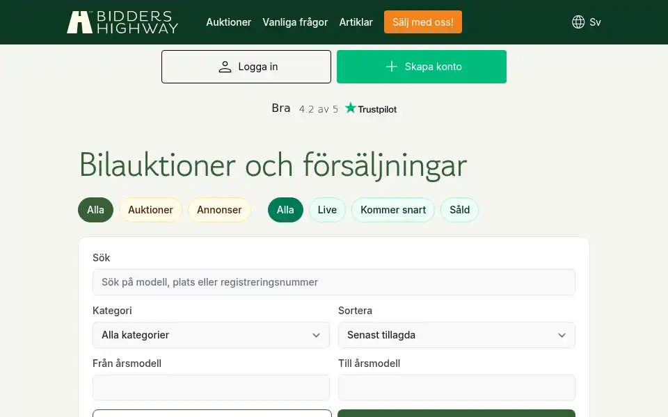 Screenshot of biddershighway.com