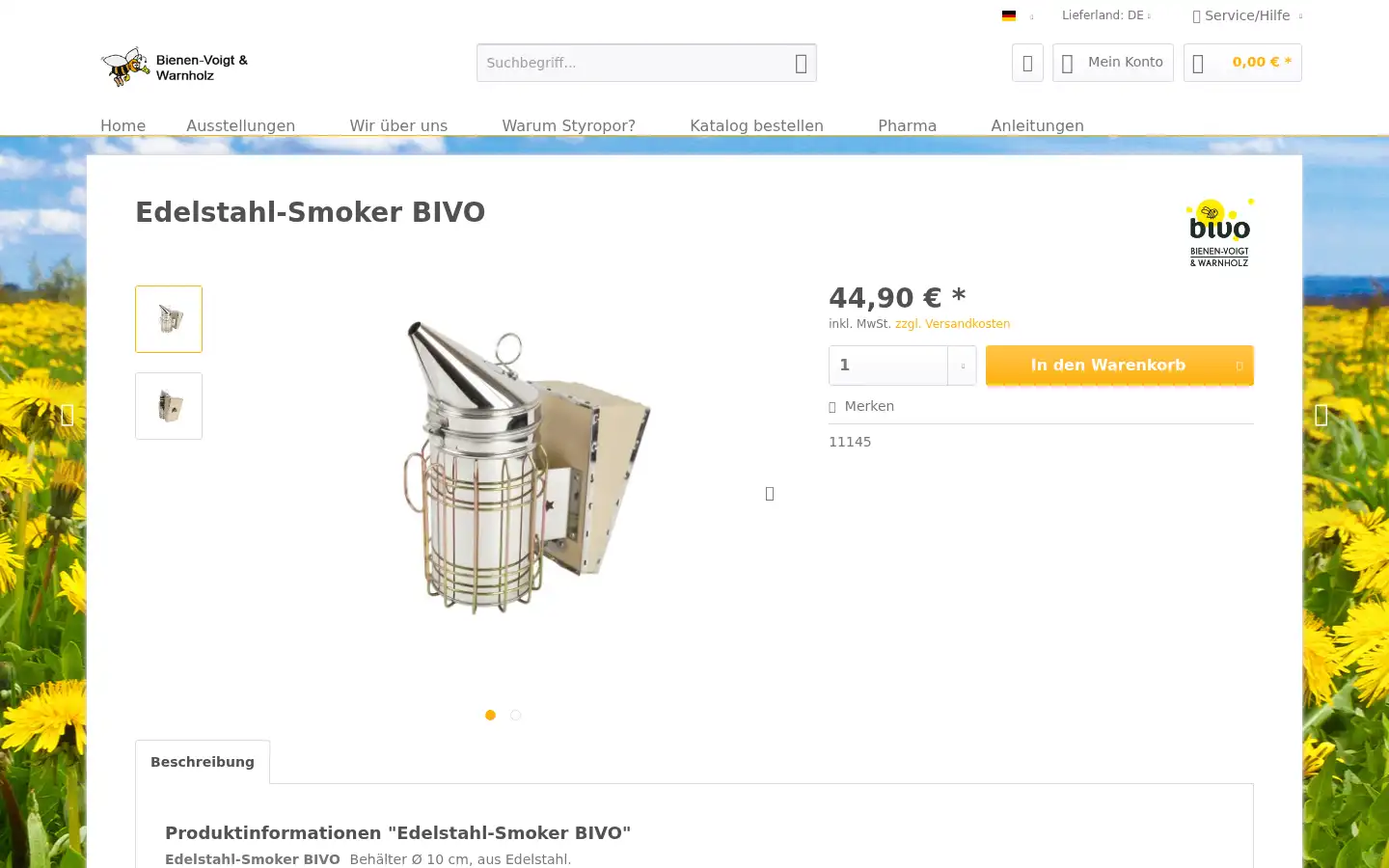 Screenshot of bienen-voigt.de