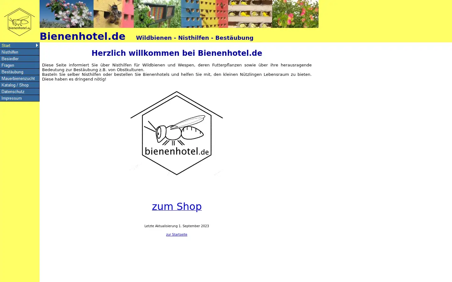 Screenshot of bienenhotel.de