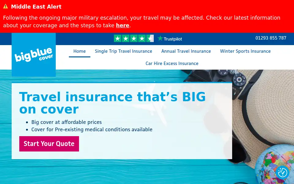 Screenshot of bigbluecover.com