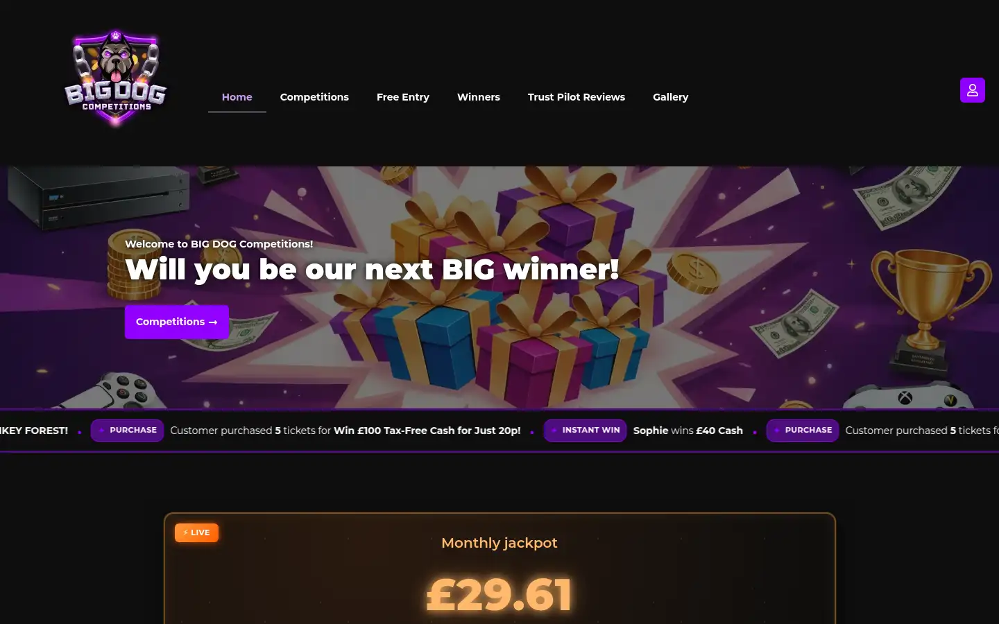 Screenshot of bigdogcompetitions.co.uk