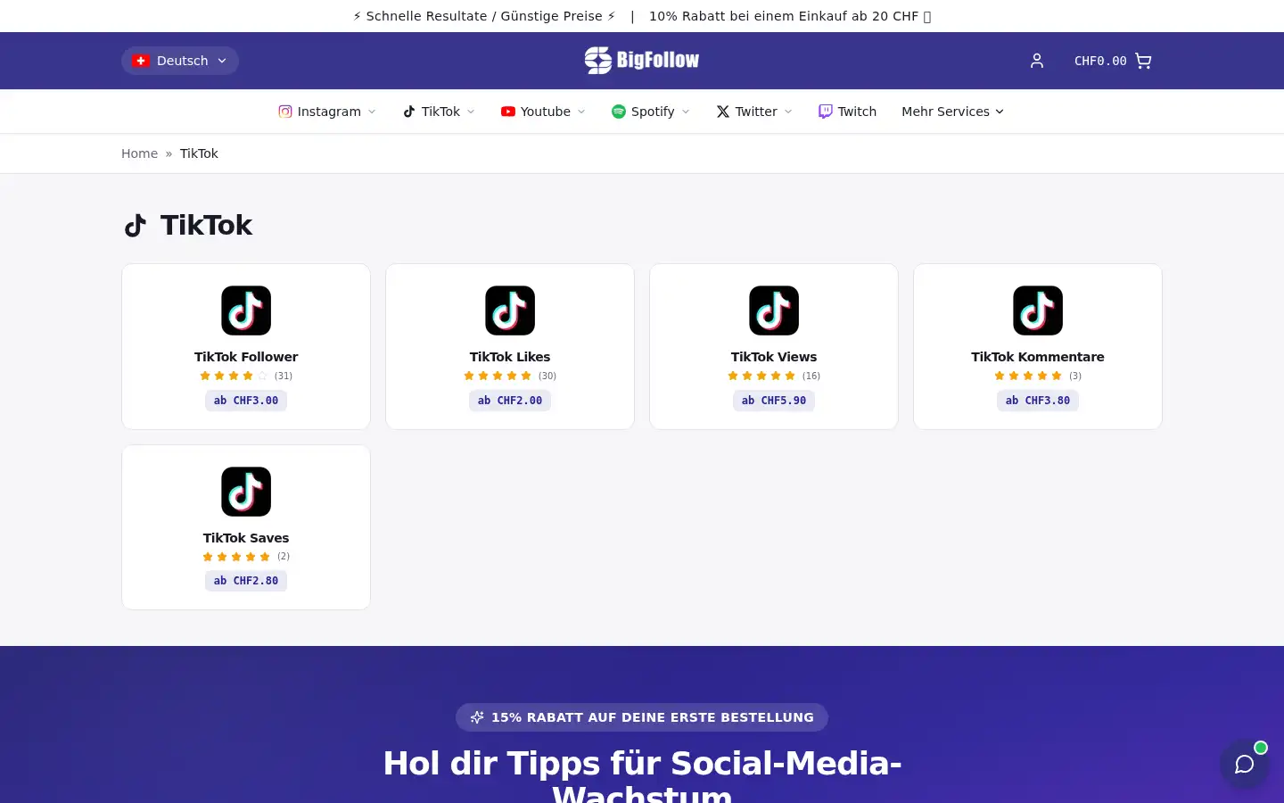 Screenshot of bigfollow.ch