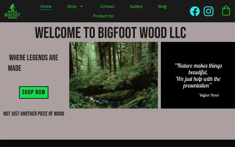 Screenshot of bigfootwood.com
