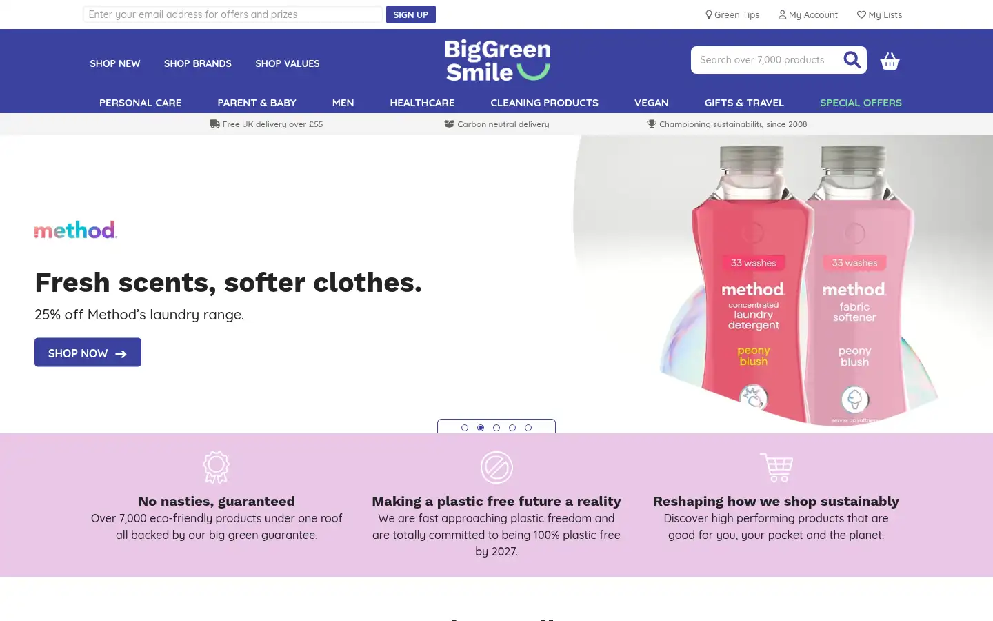 Screenshot of biggreensmile.com
