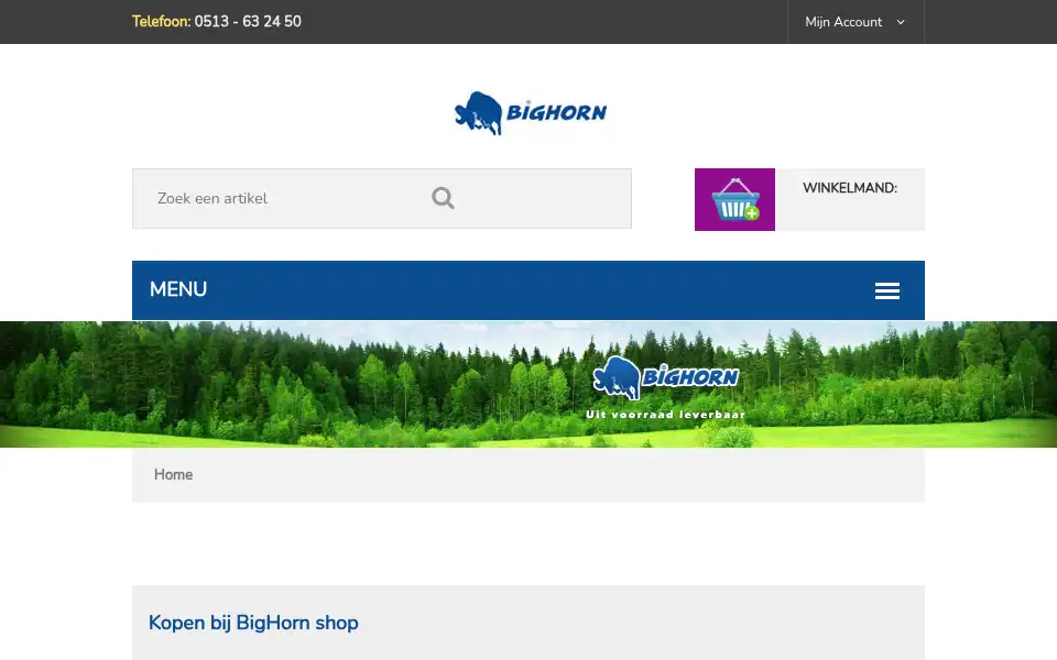 Screenshot of bighornshop.nl