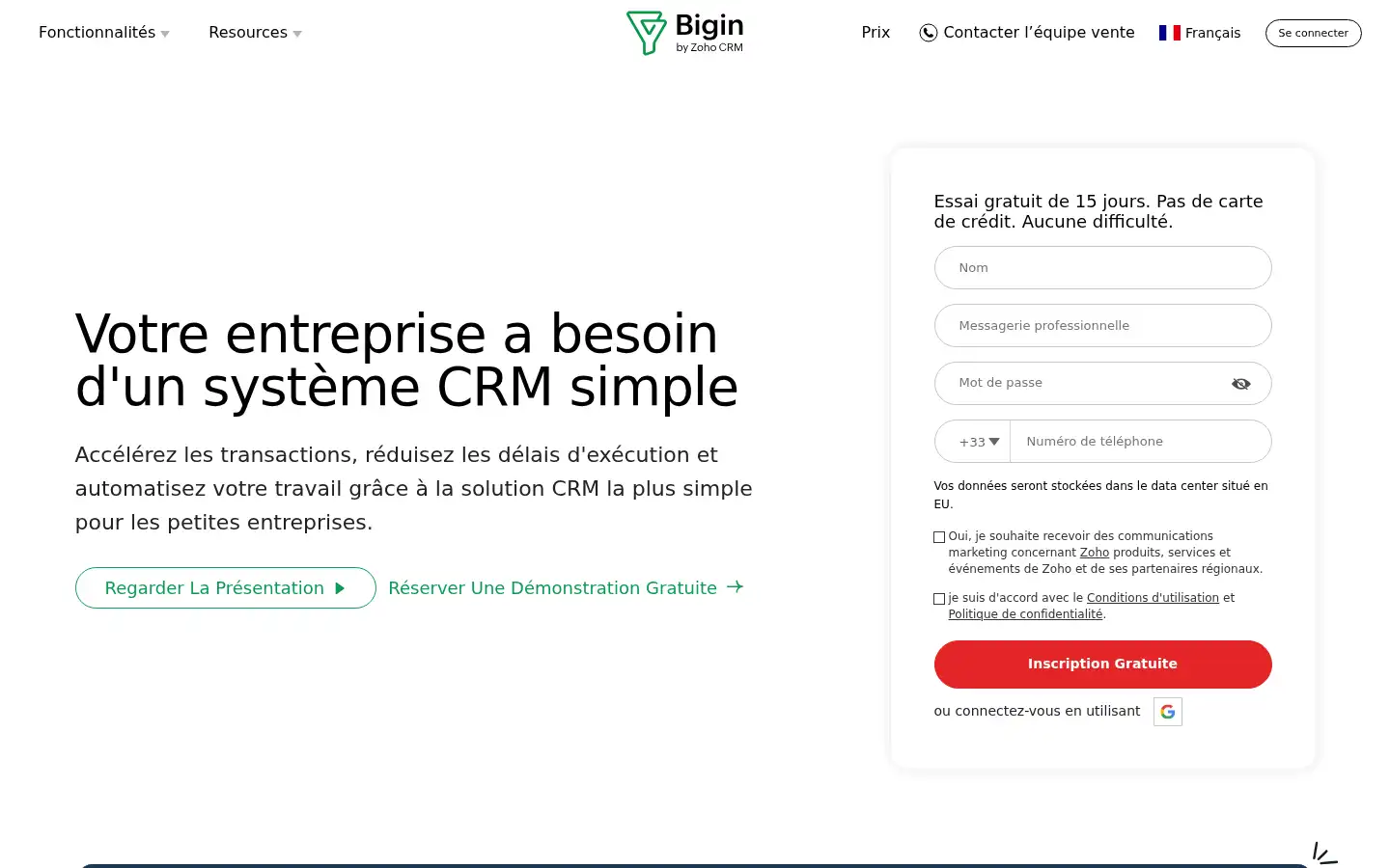 Screenshot of bigin.com