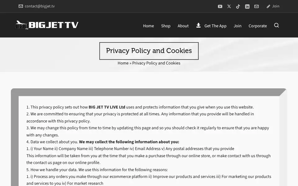 Screenshot of bigjet.tv