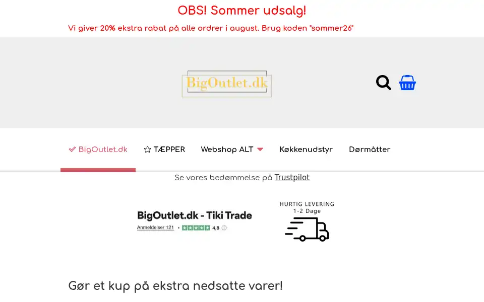Screenshot of bigoutlet.dk