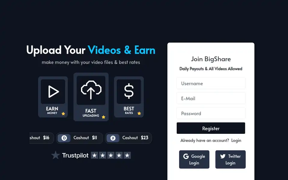 Screenshot of bigshare.io