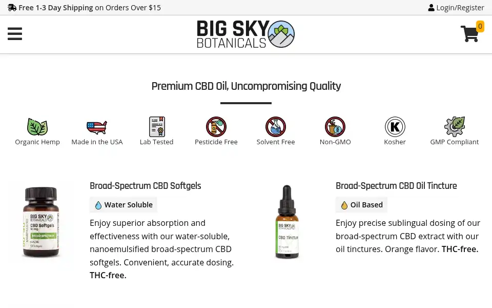 Screenshot of bigskybotanicals.com