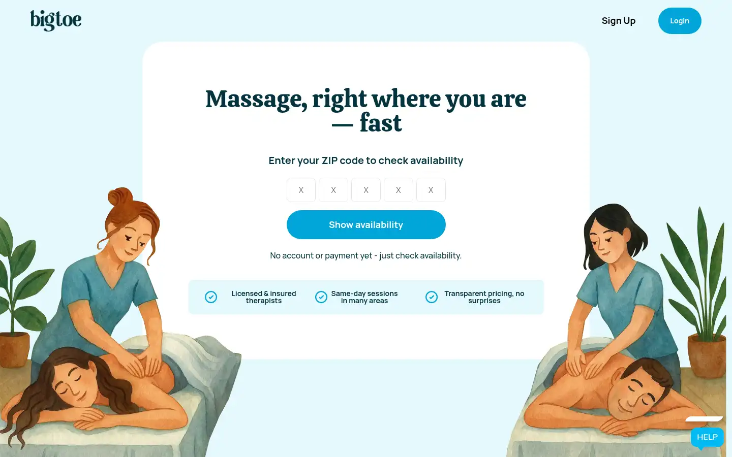 Screenshot of bigtoe.yoga