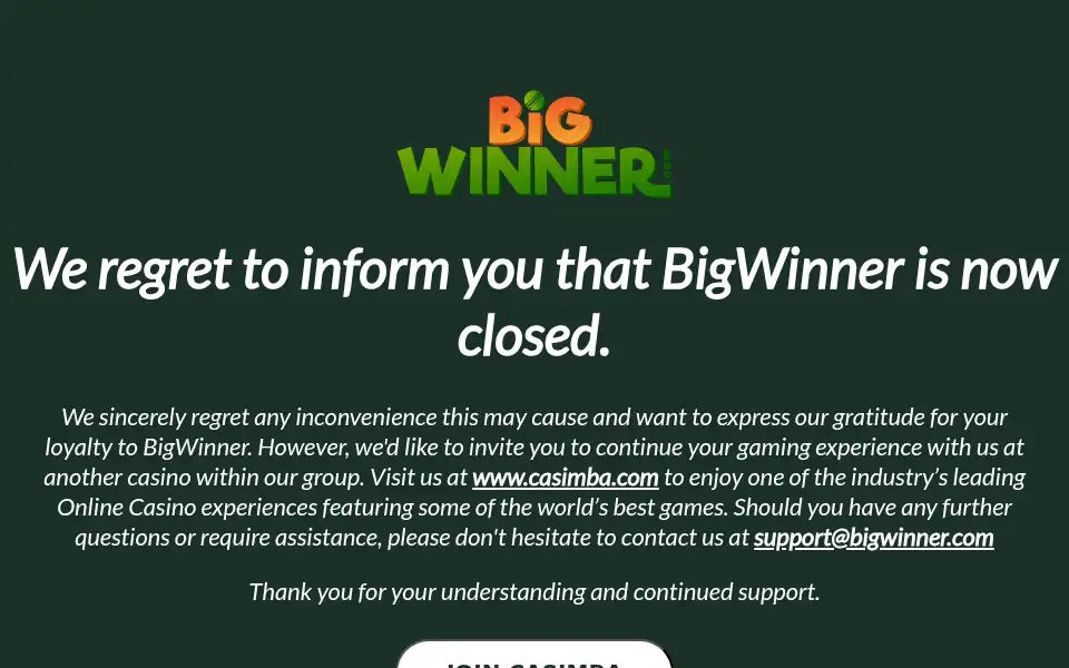Screenshot of bigwinner.com