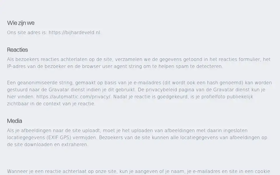 Screenshot of bijhardeveld.nl