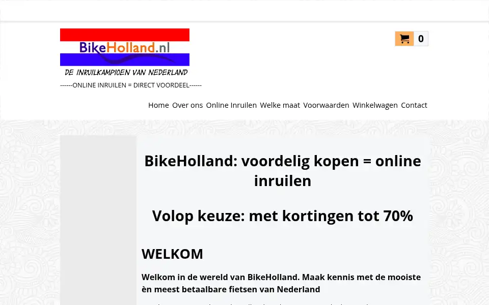 Screenshot of bikeholland.nl