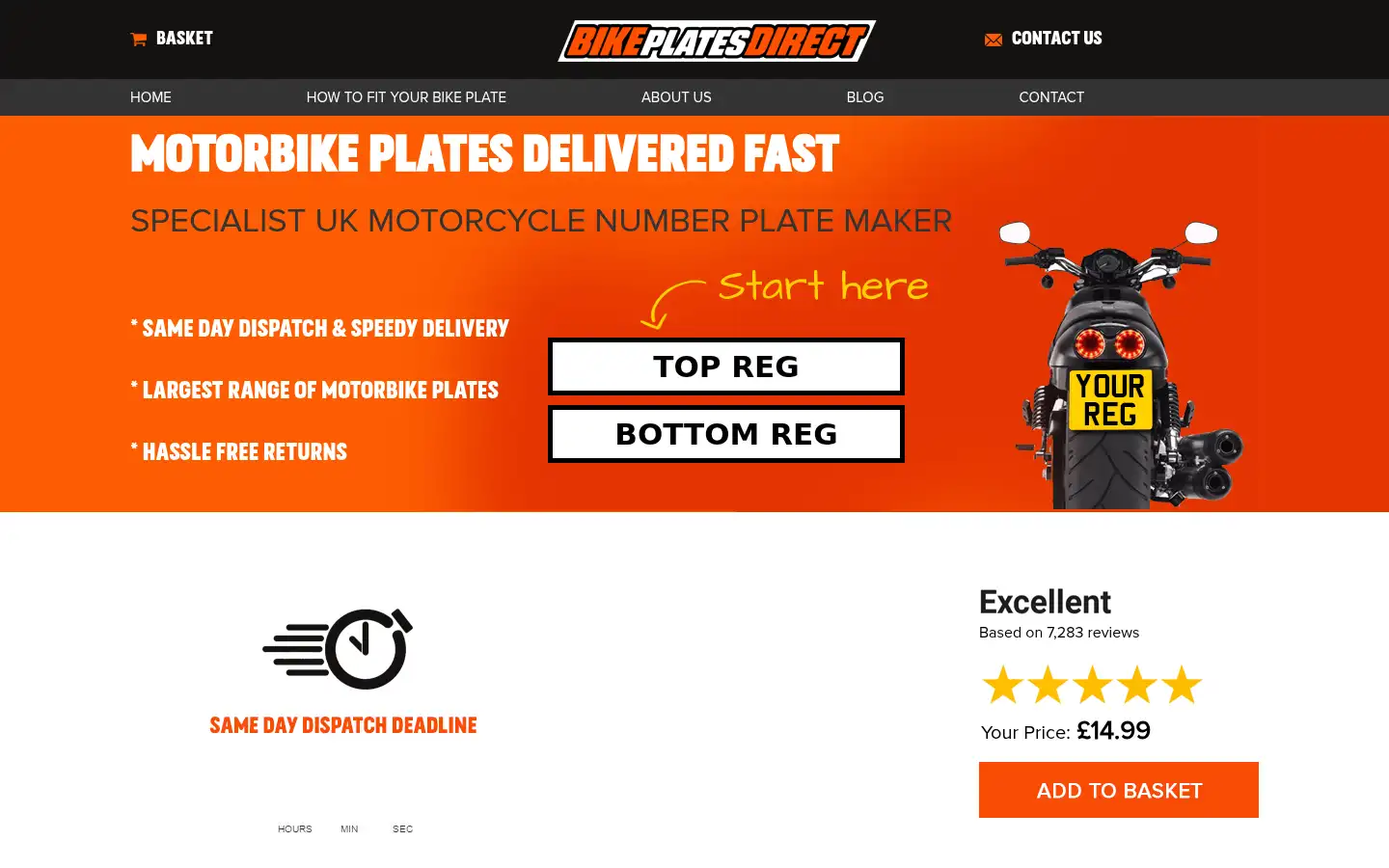 Screenshot of bikeplatesdirect.com