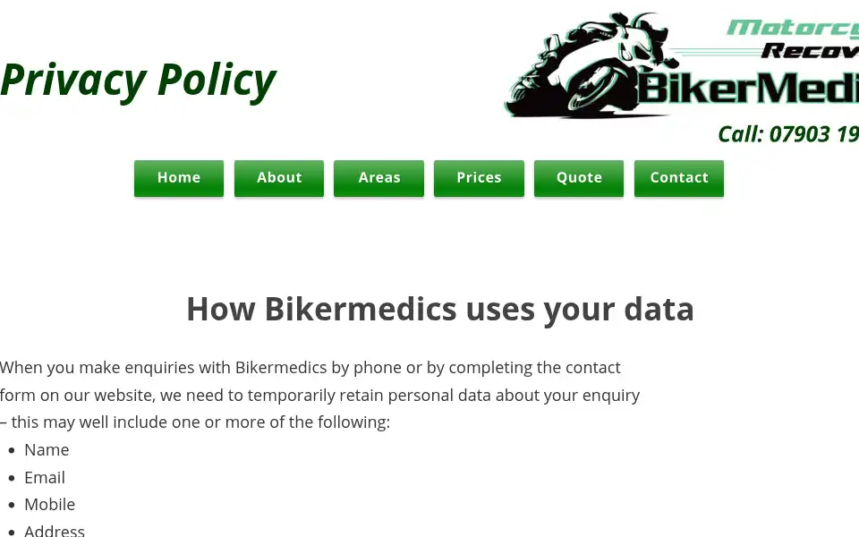 Screenshot of bikermedics.com