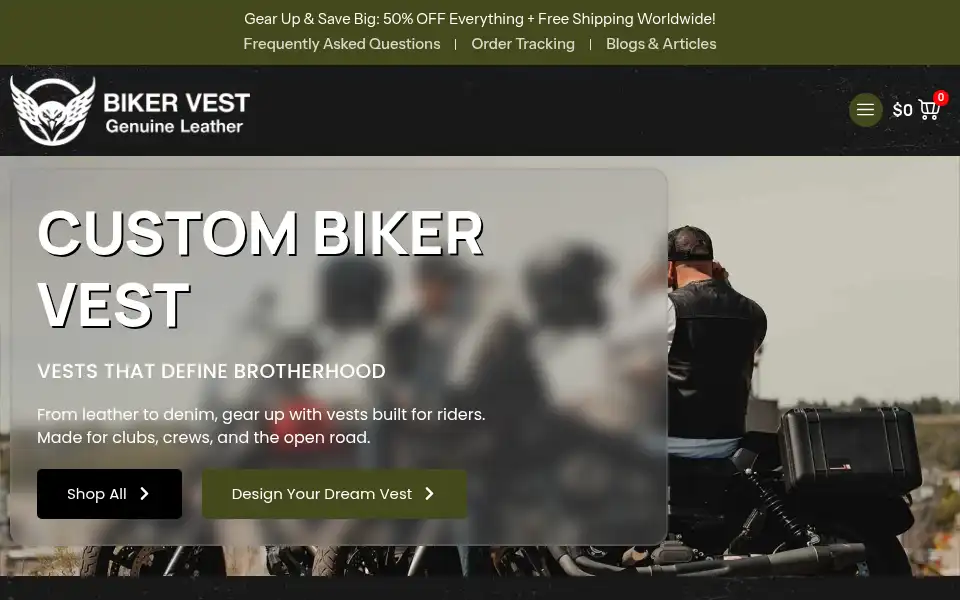 Screenshot of bikervest.us