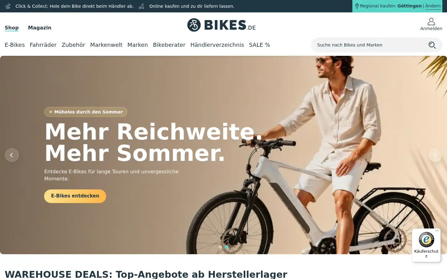Screenshot of bikes.de