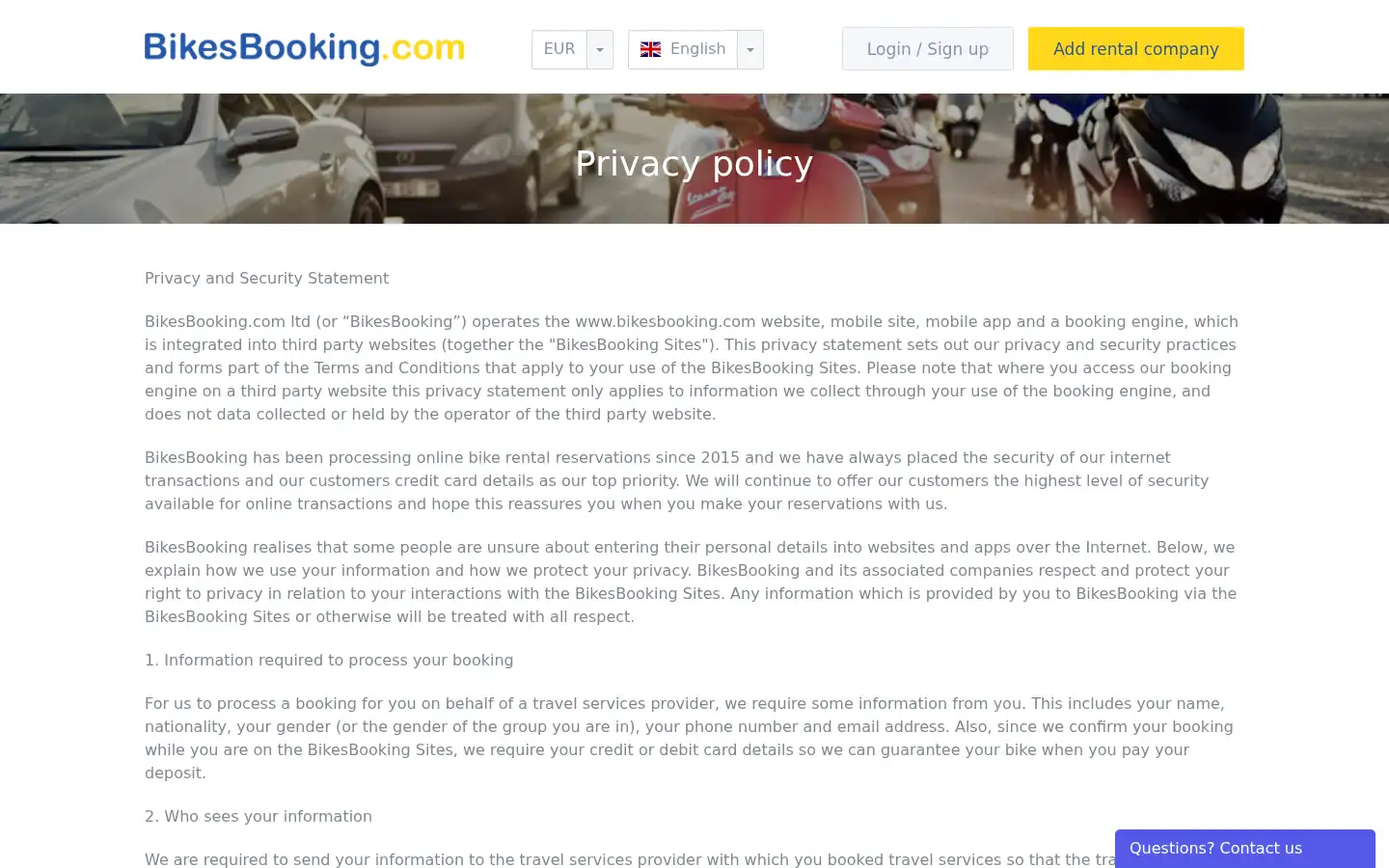 Screenshot of bikesbooking.com