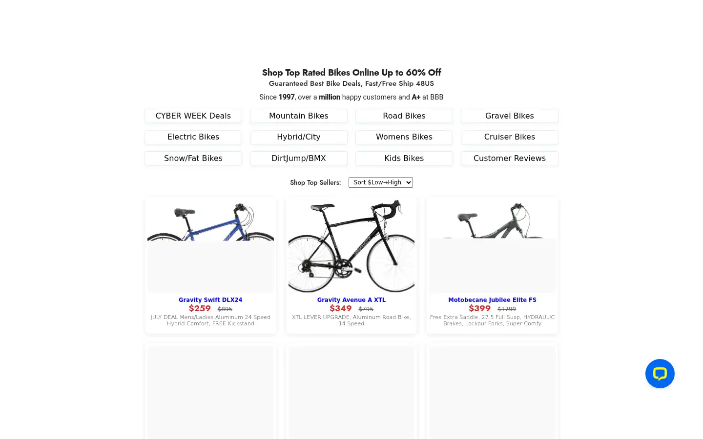 Screenshot of bikesdirect.com