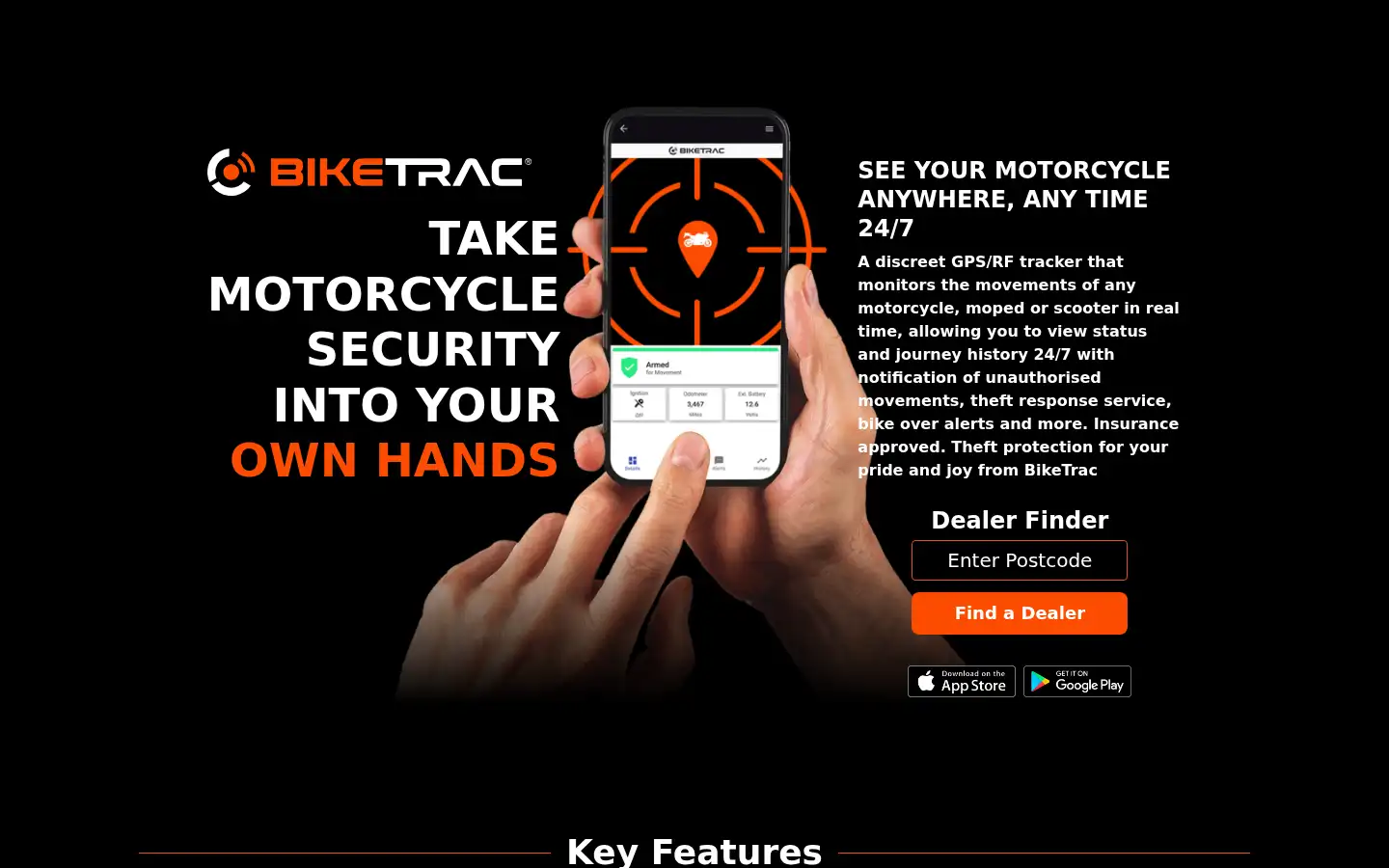Screenshot of biketrac.co.uk