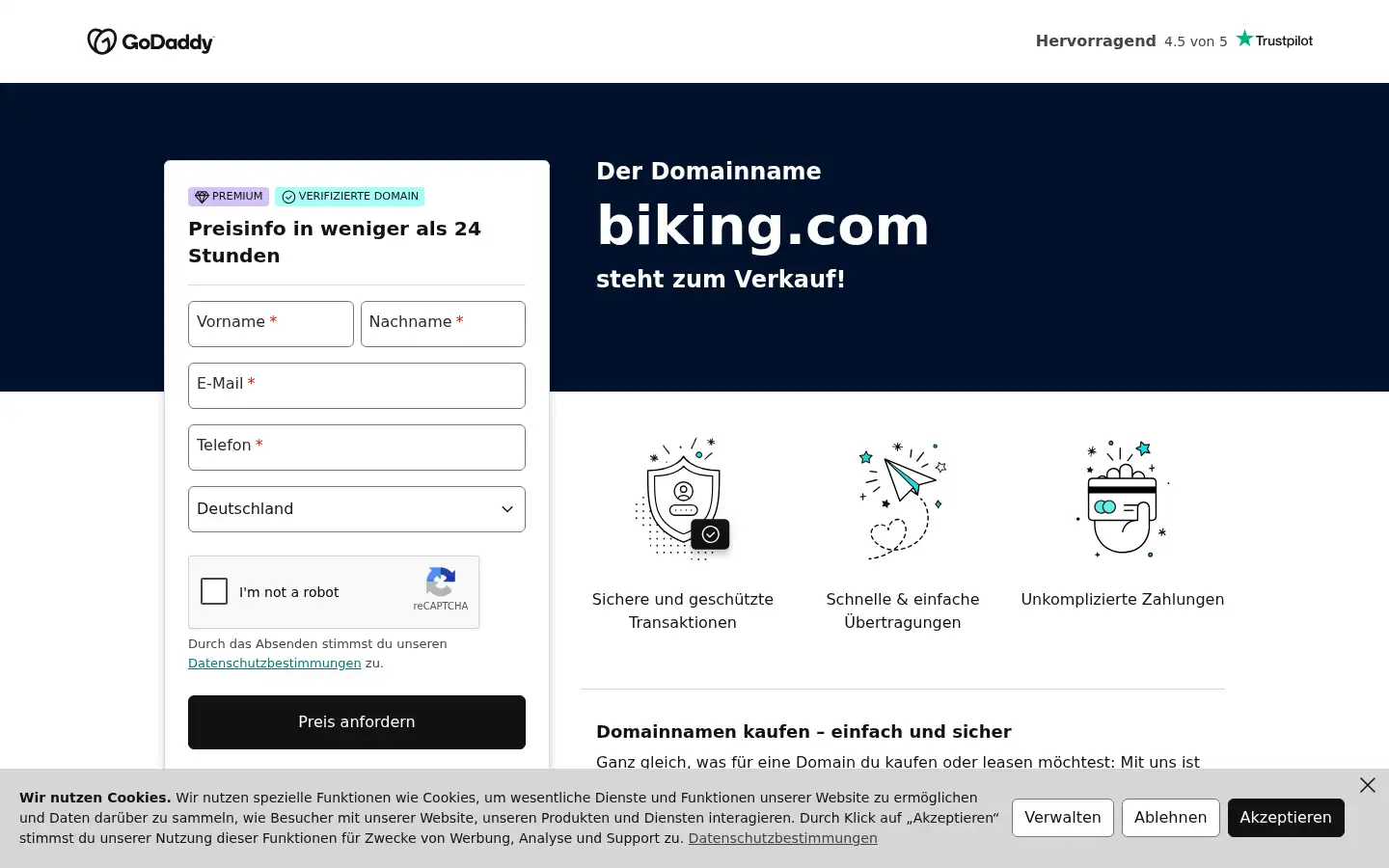 Screenshot of biking.com