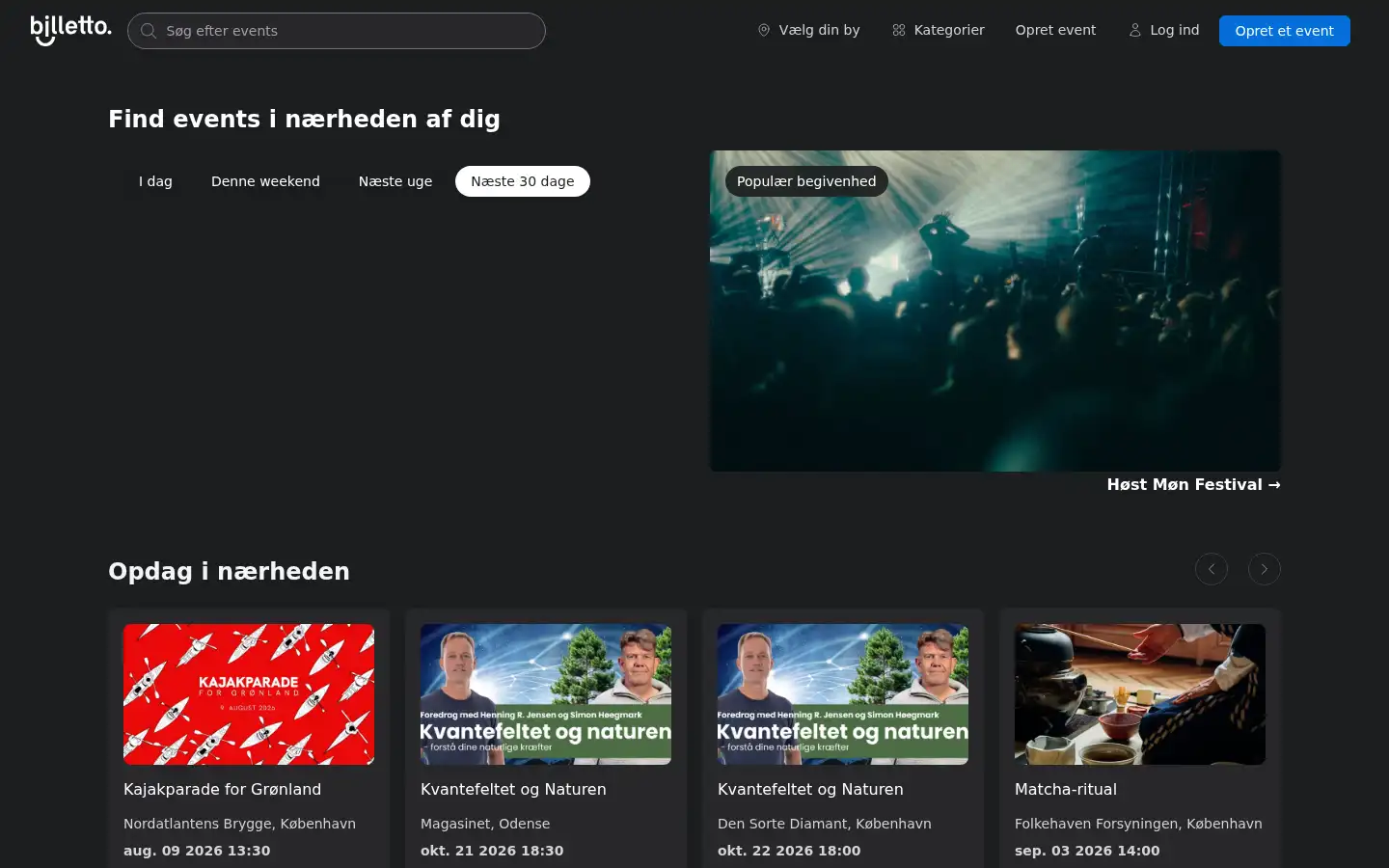Screenshot of billetto.dk