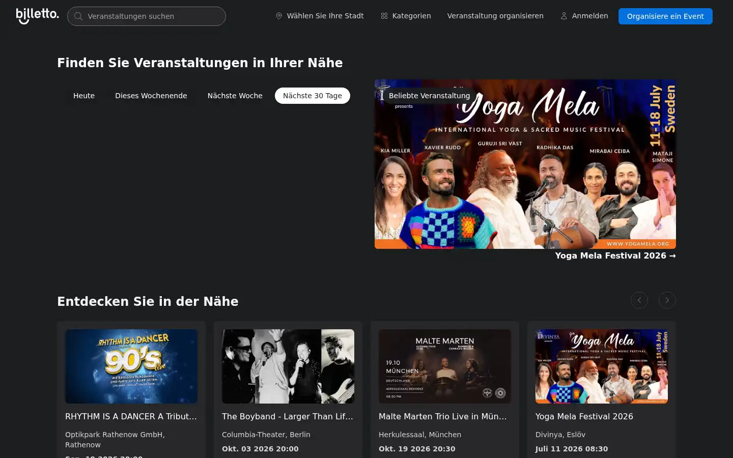 Screenshot of billetto.eu