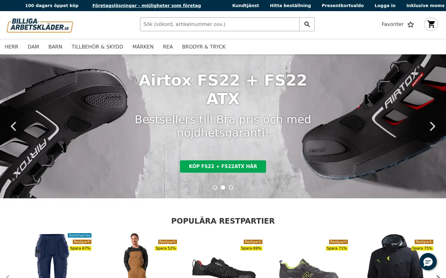 Screenshot of billiga-arbetsklader.se