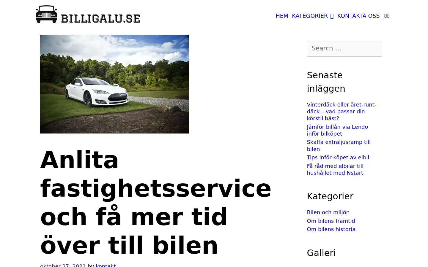 Screenshot of billigalu.se