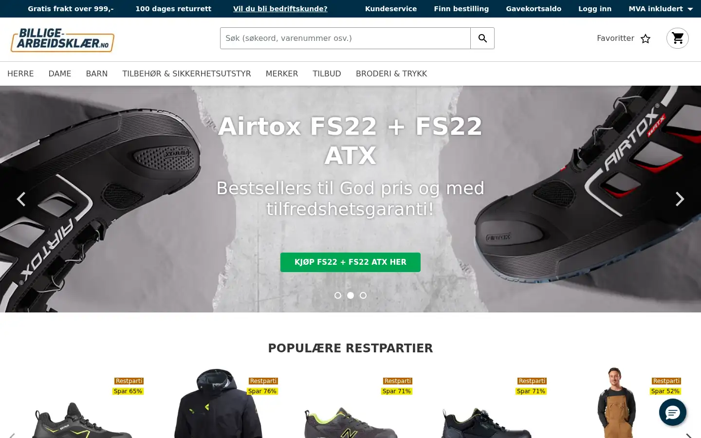 Screenshot of billige-arbeidsklaer.no