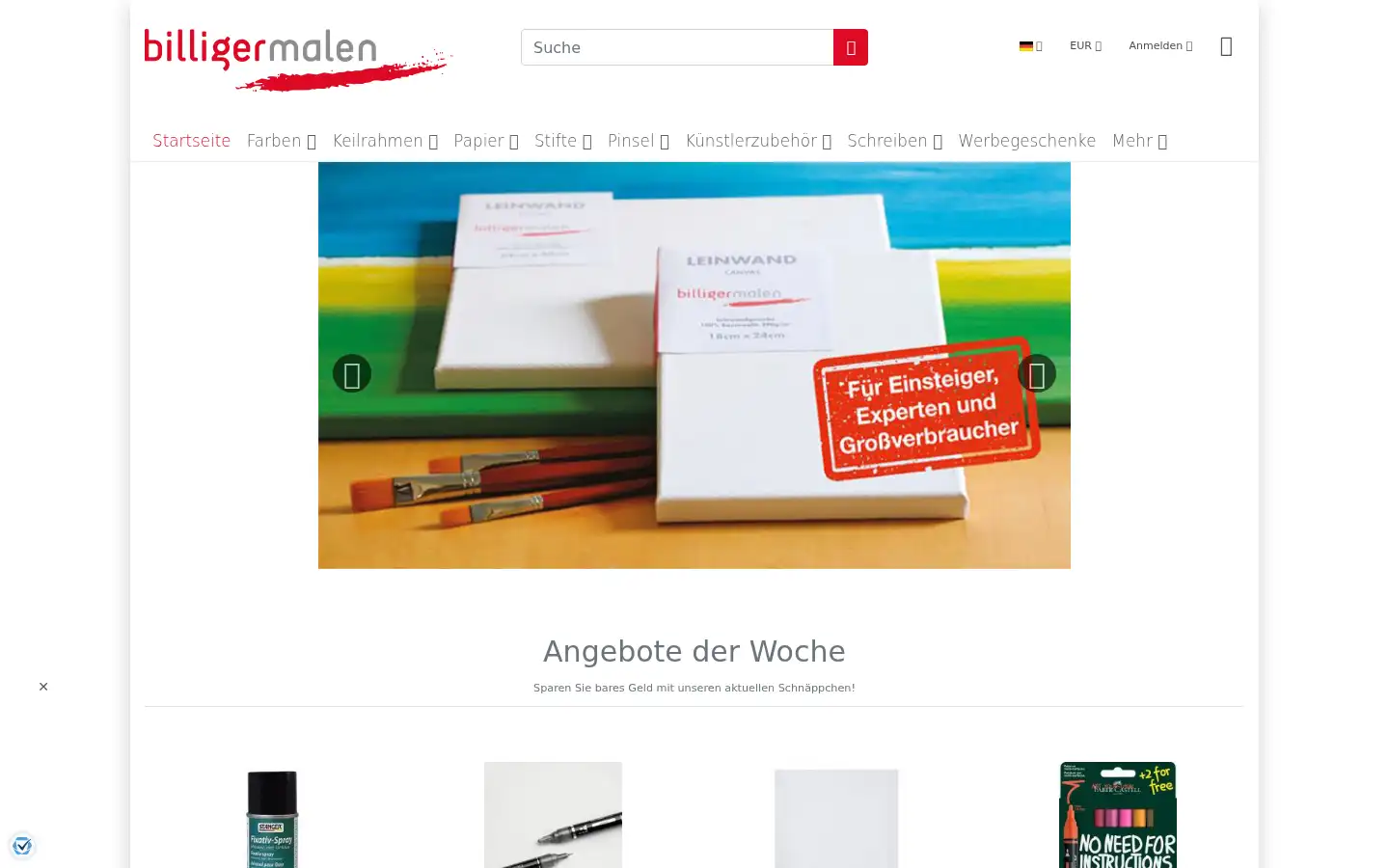 Screenshot of billigermalen.de