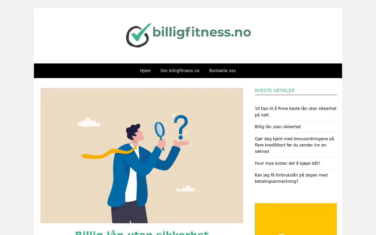 Screenshot of billigfitness.no